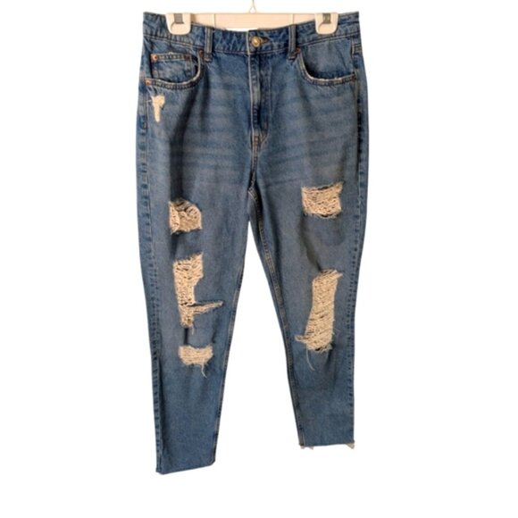 Divided H&amp;M Womens Blue Distressed Jeans - Picture 1 of 4